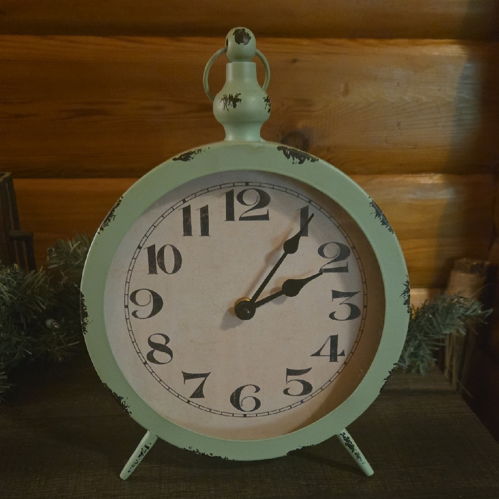 Vintage Style Green Wall Clock